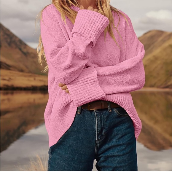 LOGENE Women's Oversized Sweater Crewneck Long Sleeve Soft Fuzzy Knit Size: S - Picture 2 of 12